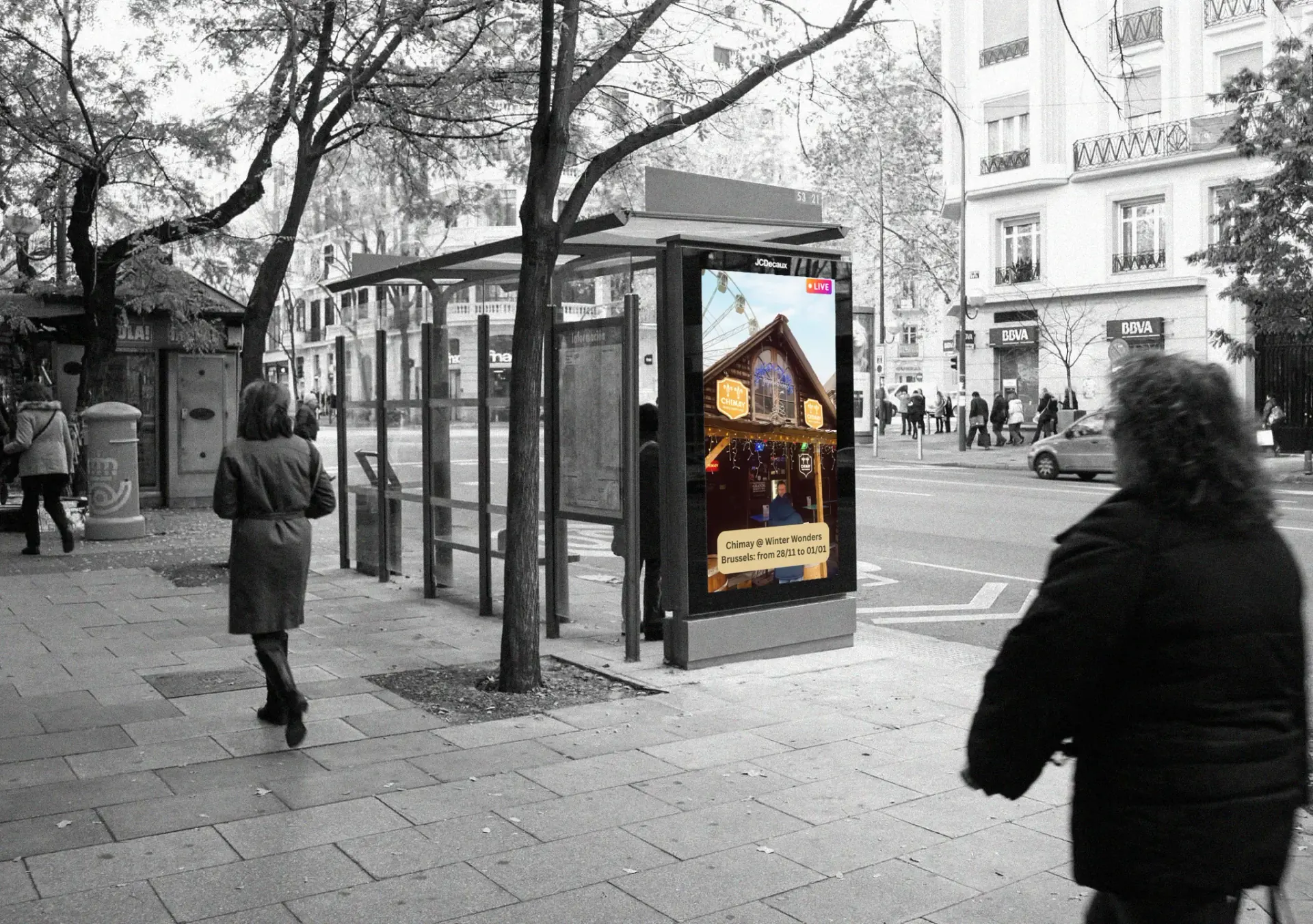 Seasonal Social Poster - on a DOOH screen