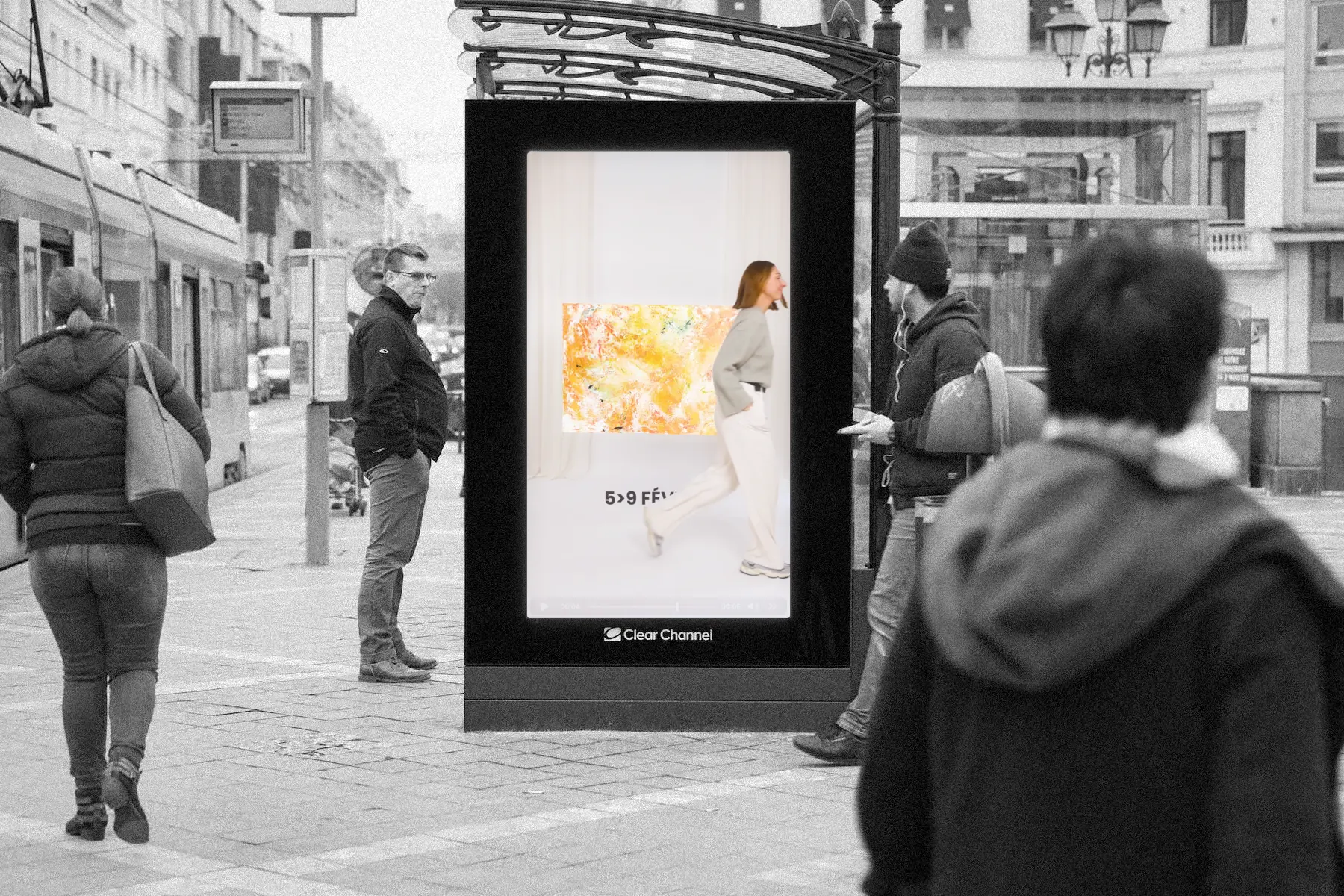 An artist’s Instagram artwork running on a city digital screen